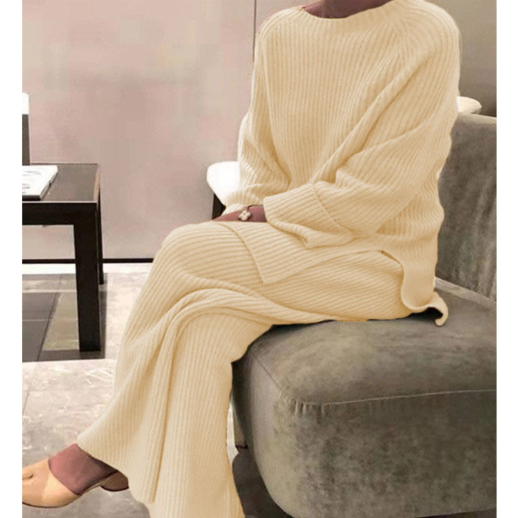 Bridget | Ribbed Knit Jumper and Wide-Leg Trouser Set