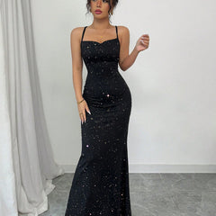 Samantha Sequin Fishtail Maxi Evening Dress