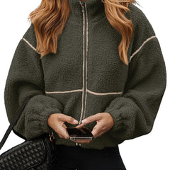 Kirsty Teddy Zip Jacket with Contrast Piping