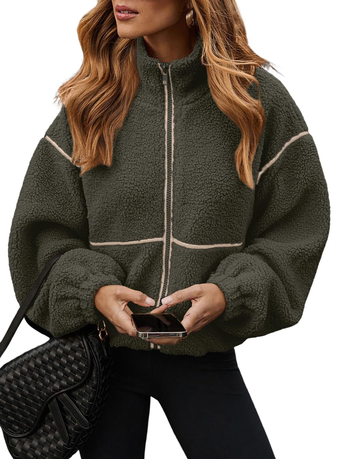 Kirsty Teddy Zip Jacket with Contrast Piping