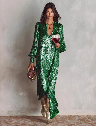 Joanne Long Sleeve Sequin Maxi Dress