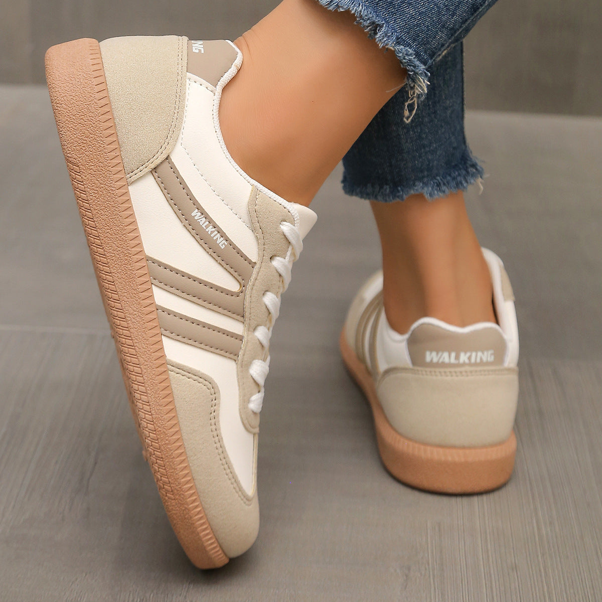 Ann Retro Stripe Suede-Look Trainers