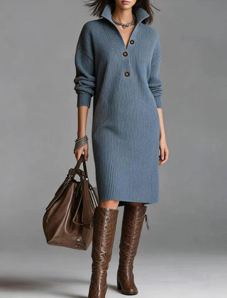 Deirdre | Polo Collar Knit Jumper Dress