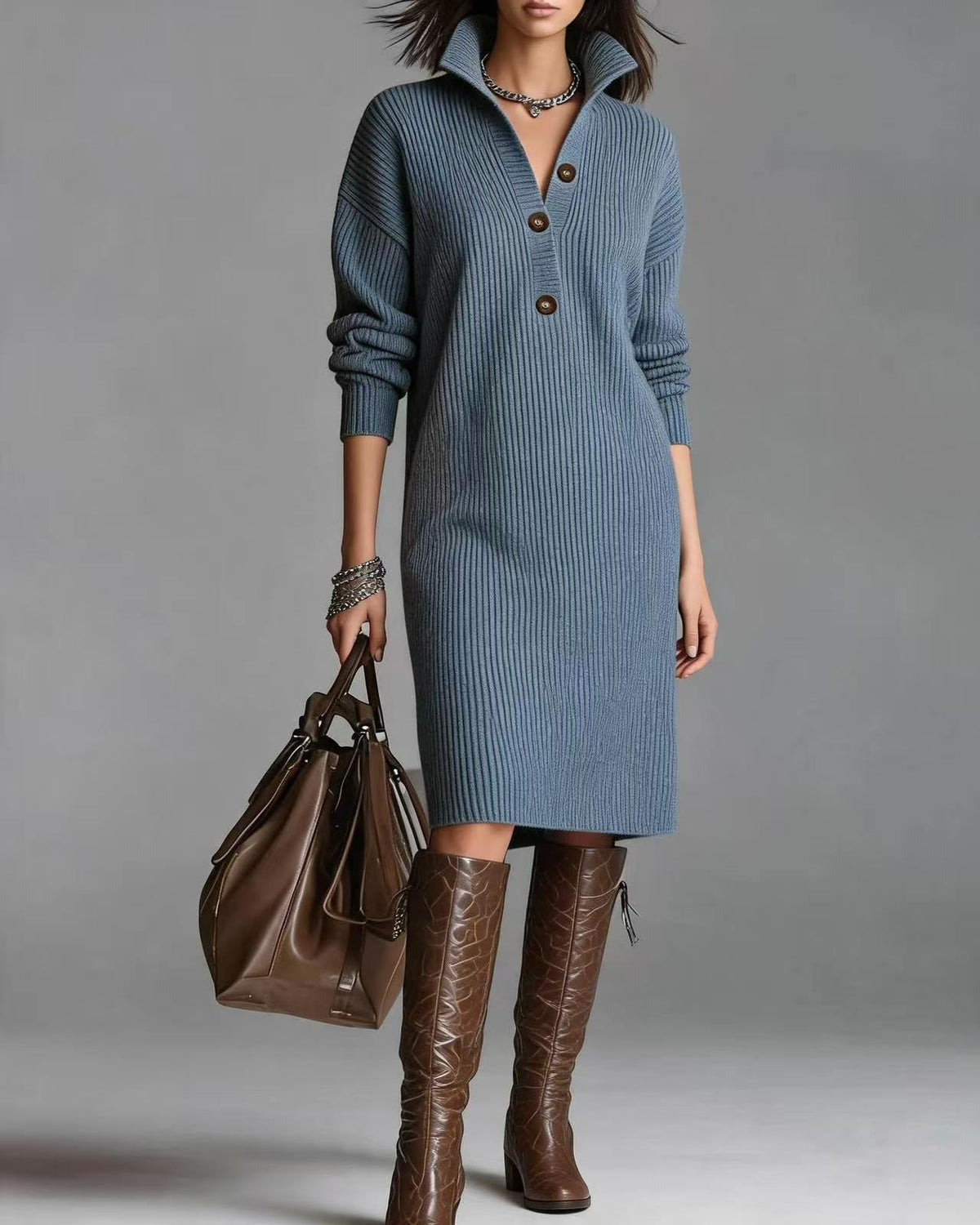 Deirdre | Polo Collar Knit Jumper Dress