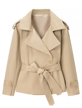 Kim Short Tie Belt Jacket with Wide Lapels