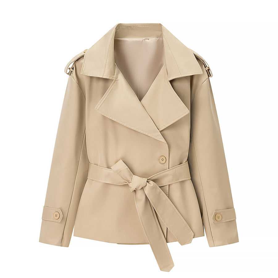Kim Short Tie Belt Jacket with Wide Lapels