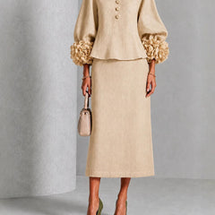 Rosemary | Rose Sleeve Top and Pencil Skirt Set
