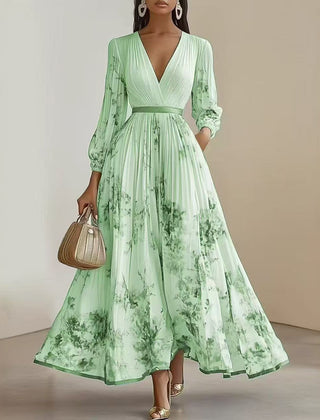 Rosemarie | Floral Pleated V-Neck Maxi Dress