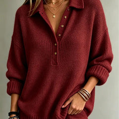 Sally | Polo Collar Button Knit Jumper