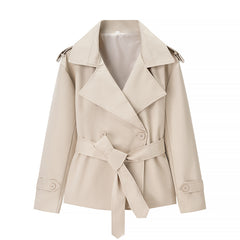 Kim Short Tie Belt Jacket with Wide Lapels