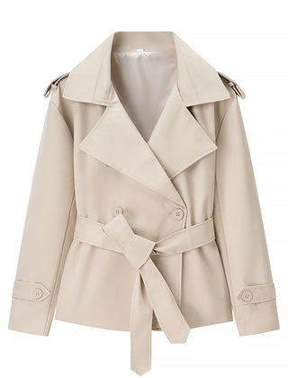 Kim Short Tie Belt Jacket with Wide Lapels