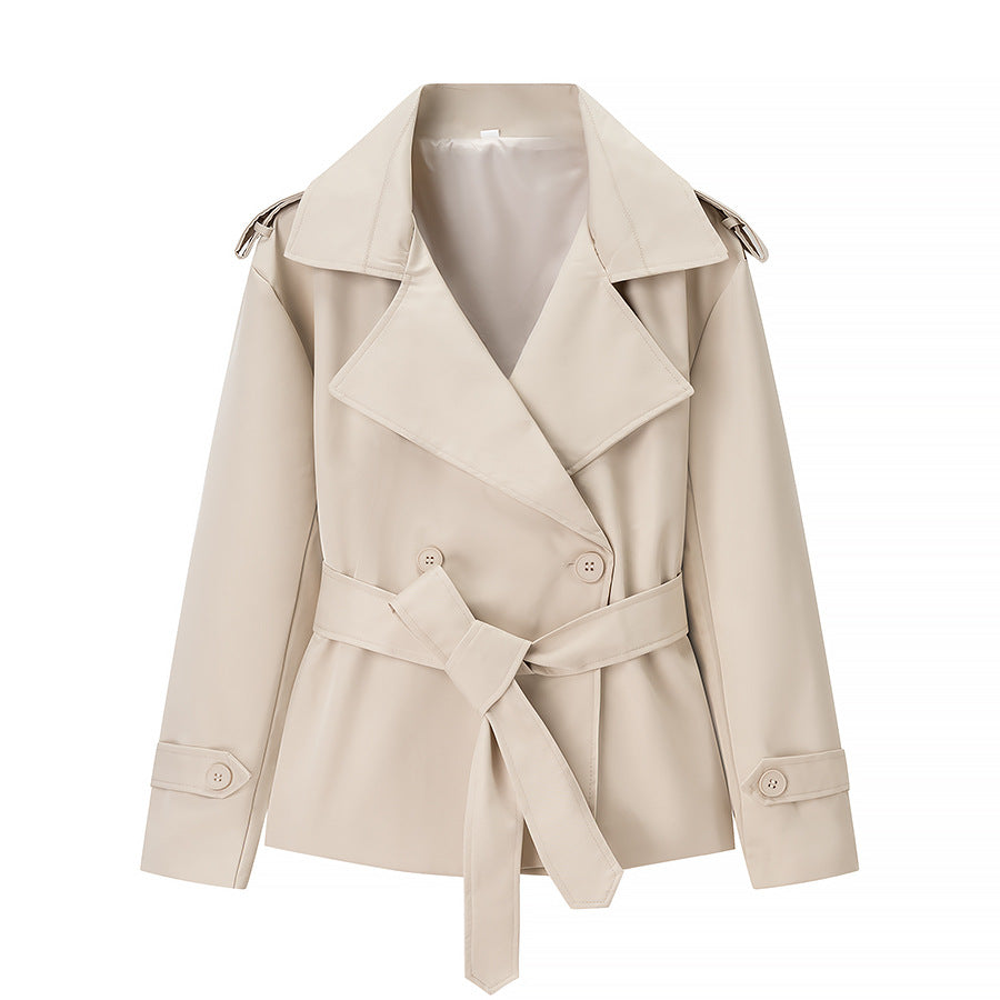 Kim Short Tie Belt Jacket with Wide Lapels
