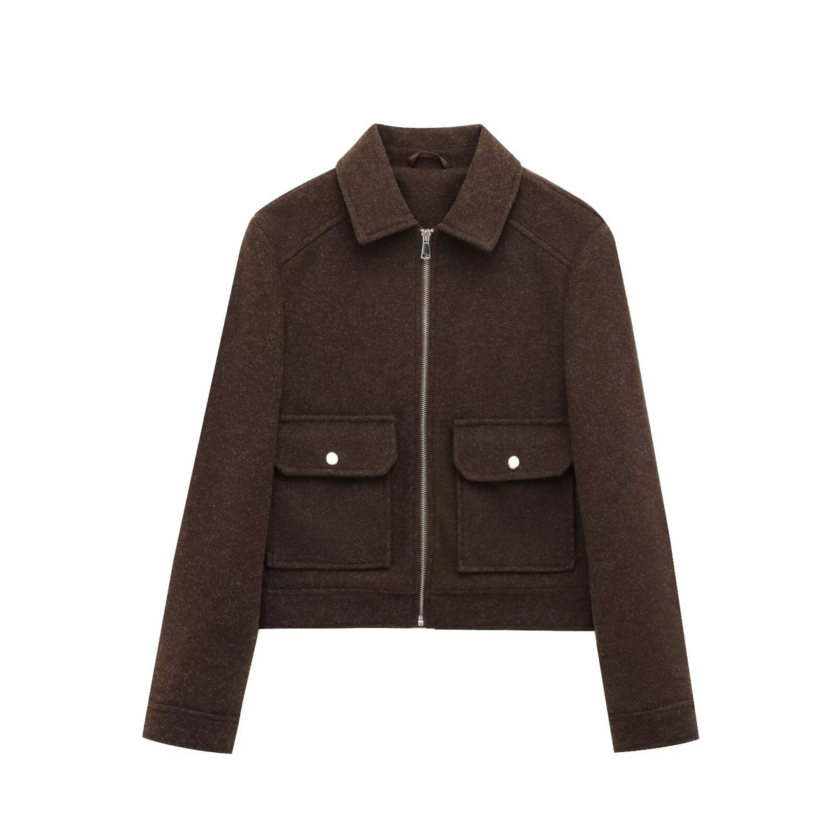 Kathryn Wool Look Zip Jacket with Flap Pockets
