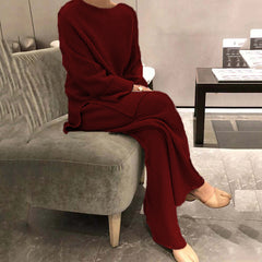 Bridget | Ribbed Knit Jumper and Wide-Leg Trouser Set