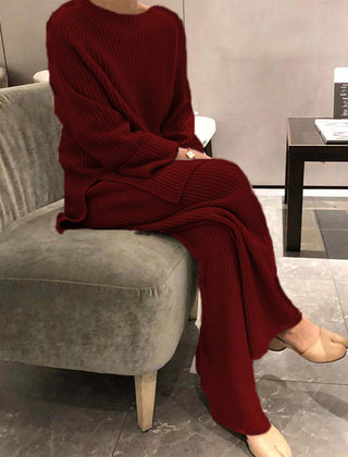 Bridget | Ribbed Knit Jumper and Wide-Leg Trouser Set