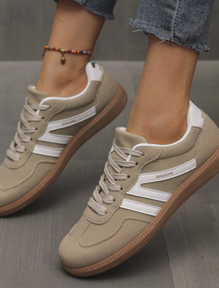 Ann Retro Stripe Suede-Look Trainers