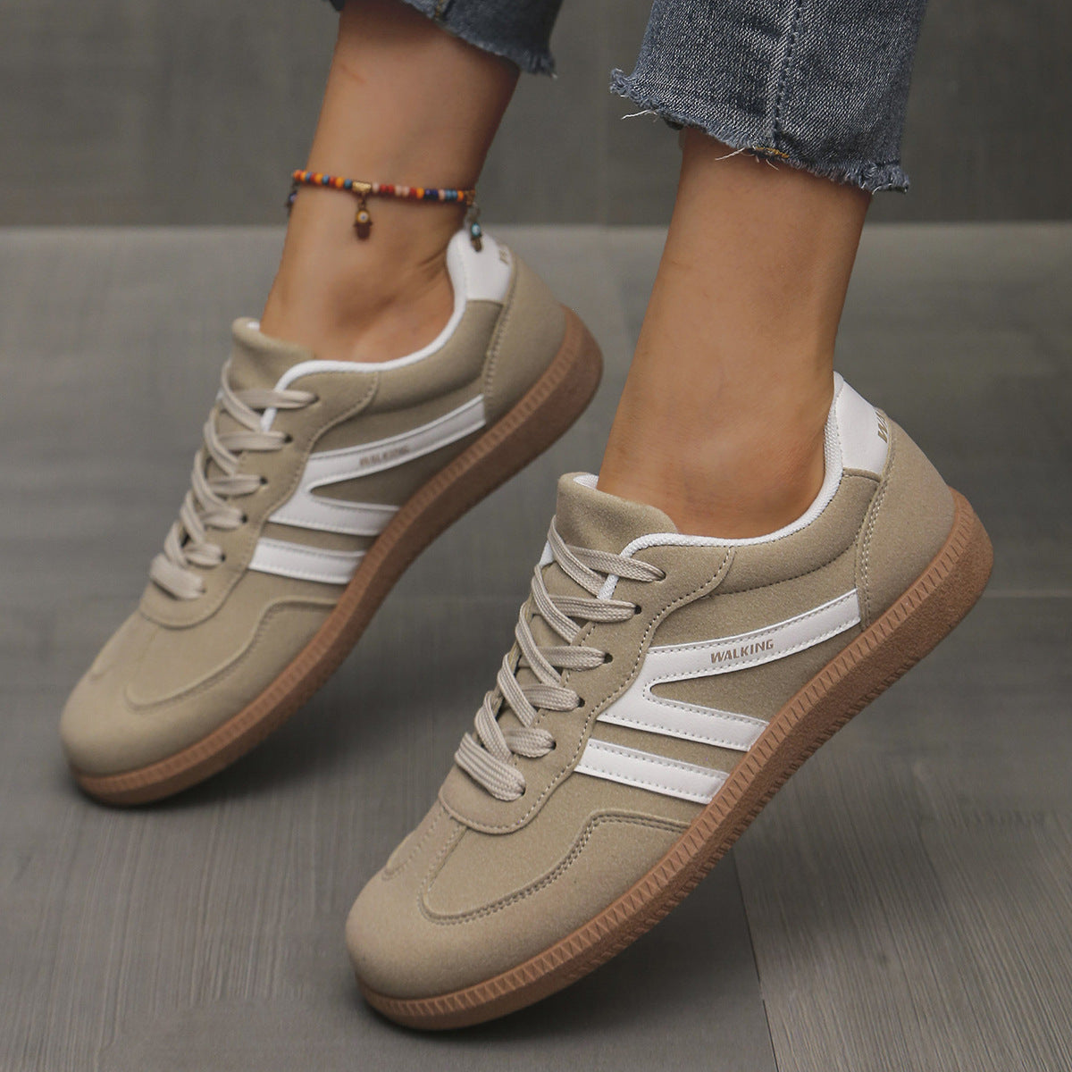 Ann Retro Stripe Suede-Look Trainers