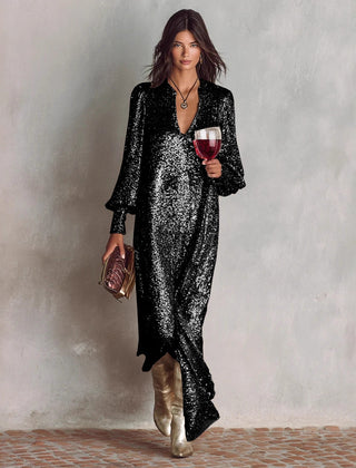 Joanne Long Sleeve Sequin Maxi Dress