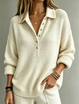 Sally | Polo Collar Button Knit Jumper