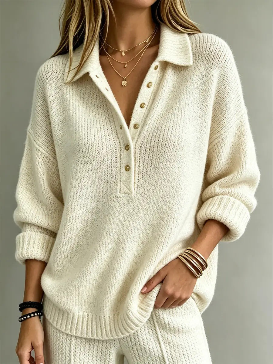 Sally | Polo Collar Button Knit Jumper
