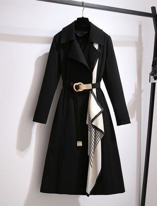 Ingrid Long Belted Trench Coat with Scarf