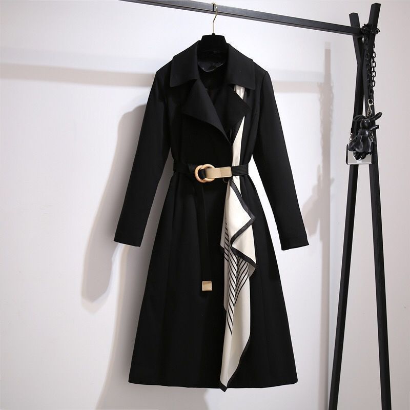 Ingrid Long Belted Trench Coat with Scarf