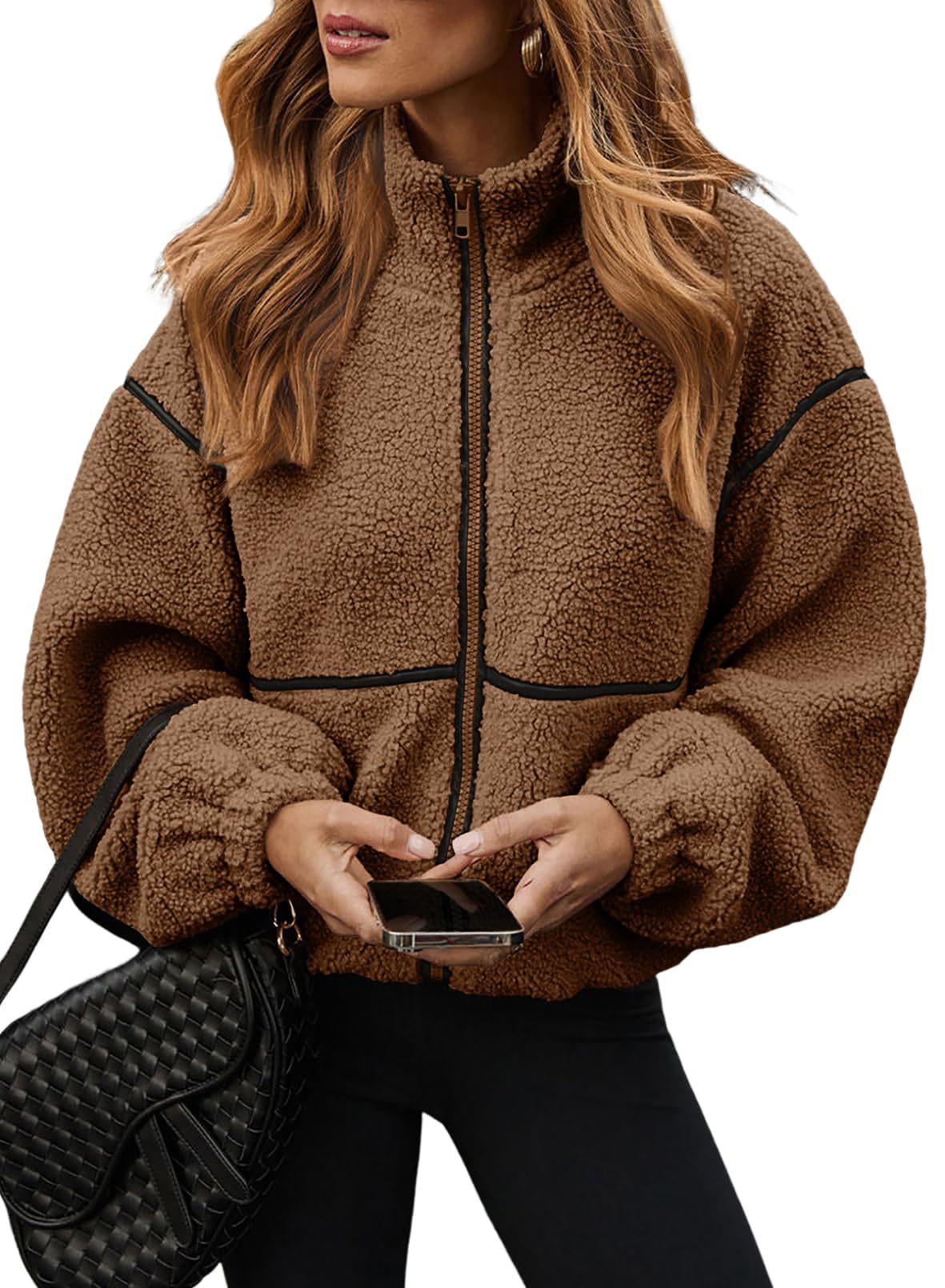 Kirsty Teddy Zip Jacket with Contrast Piping