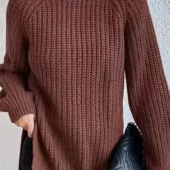 Shona Chunky Roll Neck Longline Jumper in Rosewood