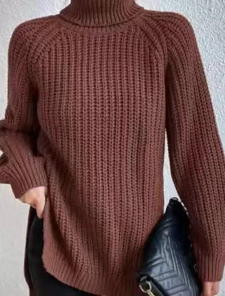 Shona Chunky Roll Neck Longline Jumper in Rosewood