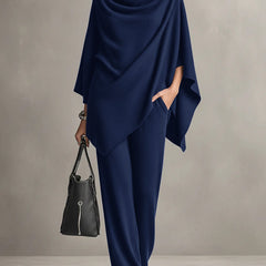 Norma | Cowl Neck Cape Top and Wide-Leg Trouser Set
