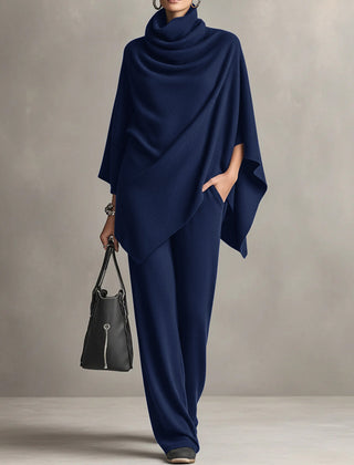 Norma | Cowl Neck Cape Top and Wide-Leg Trouser Set
