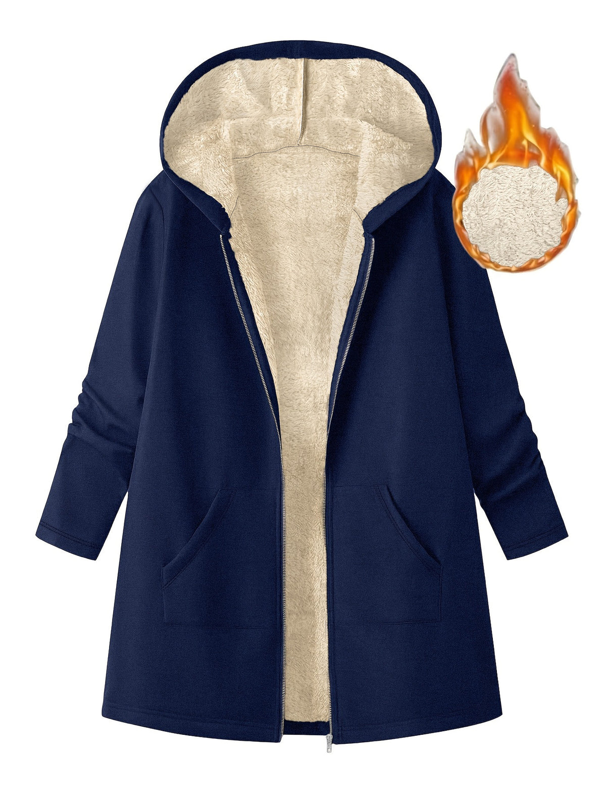 Carla Fleece Lined Hooded Longline Coat