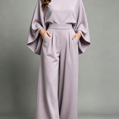 Miriam | High Neck Cape Sleeve Wide-Leg Set