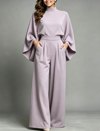 Miriam | High Neck Cape Sleeve Wide-Leg Set