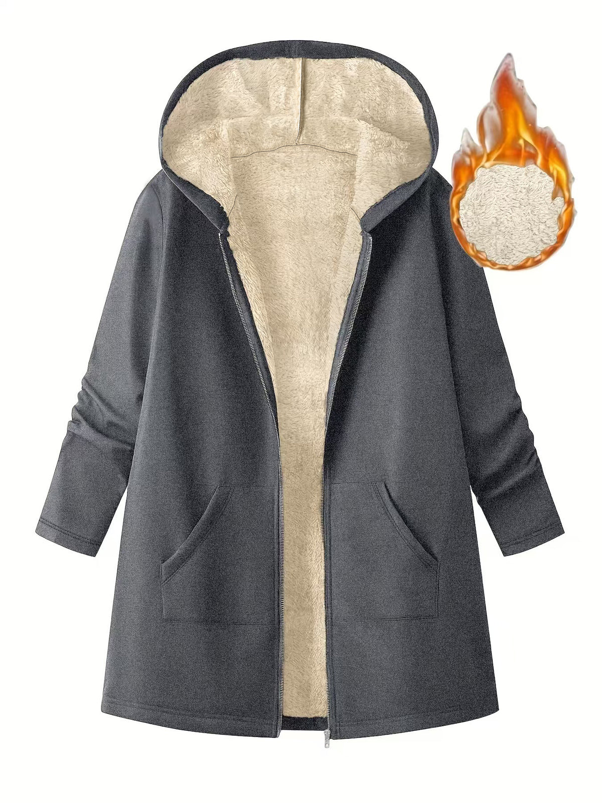 Carla Fleece Lined Hooded Longline Coat