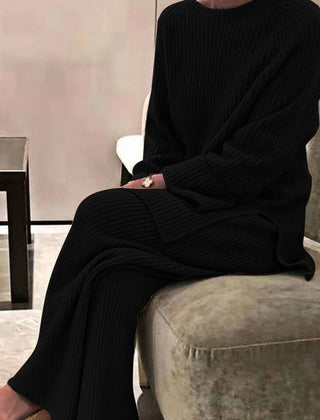 Bridget | Ribbed Knit Jumper and Wide-Leg Trouser Set