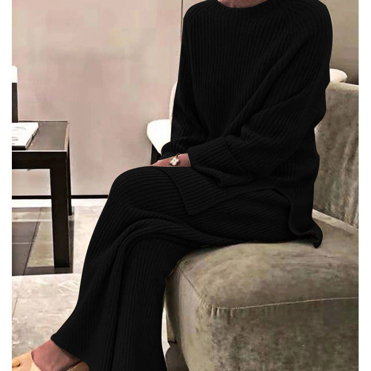 Bridget | Ribbed Knit Jumper and Wide-Leg Trouser Set