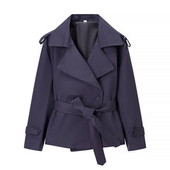 Kim Short Tie Belt Jacket with Wide Lapels