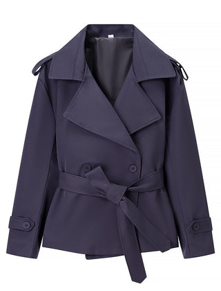 Kim Short Tie Belt Jacket with Wide Lapels