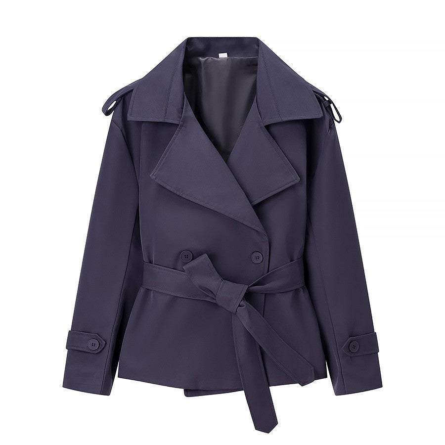 Kim Short Tie Belt Jacket with Wide Lapels