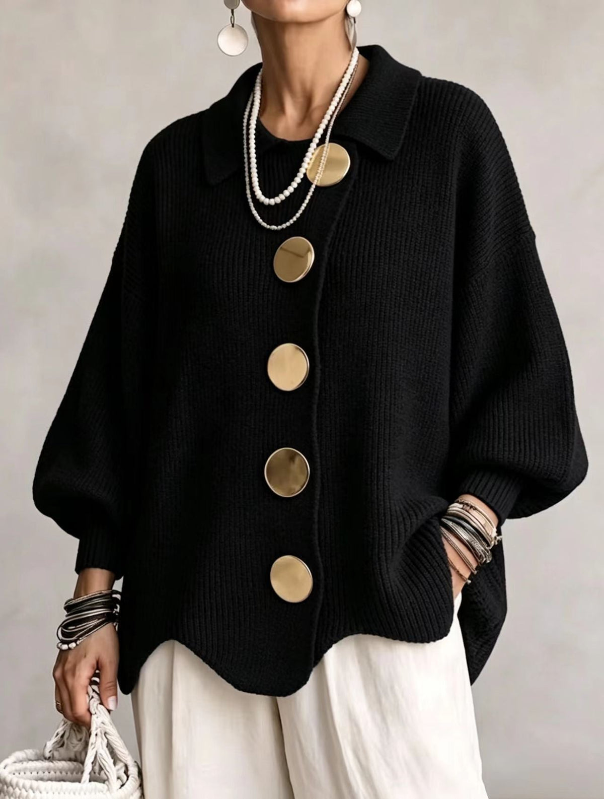 Eleanor™ | Graceful Statement Button Knit