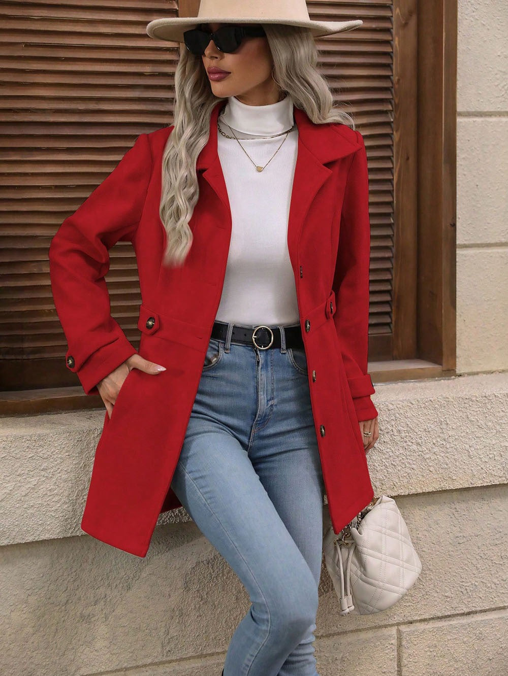 Jayne Tailored Wool Look Button Coat