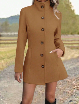 Kay Stand Collar Tailored Button Coat
