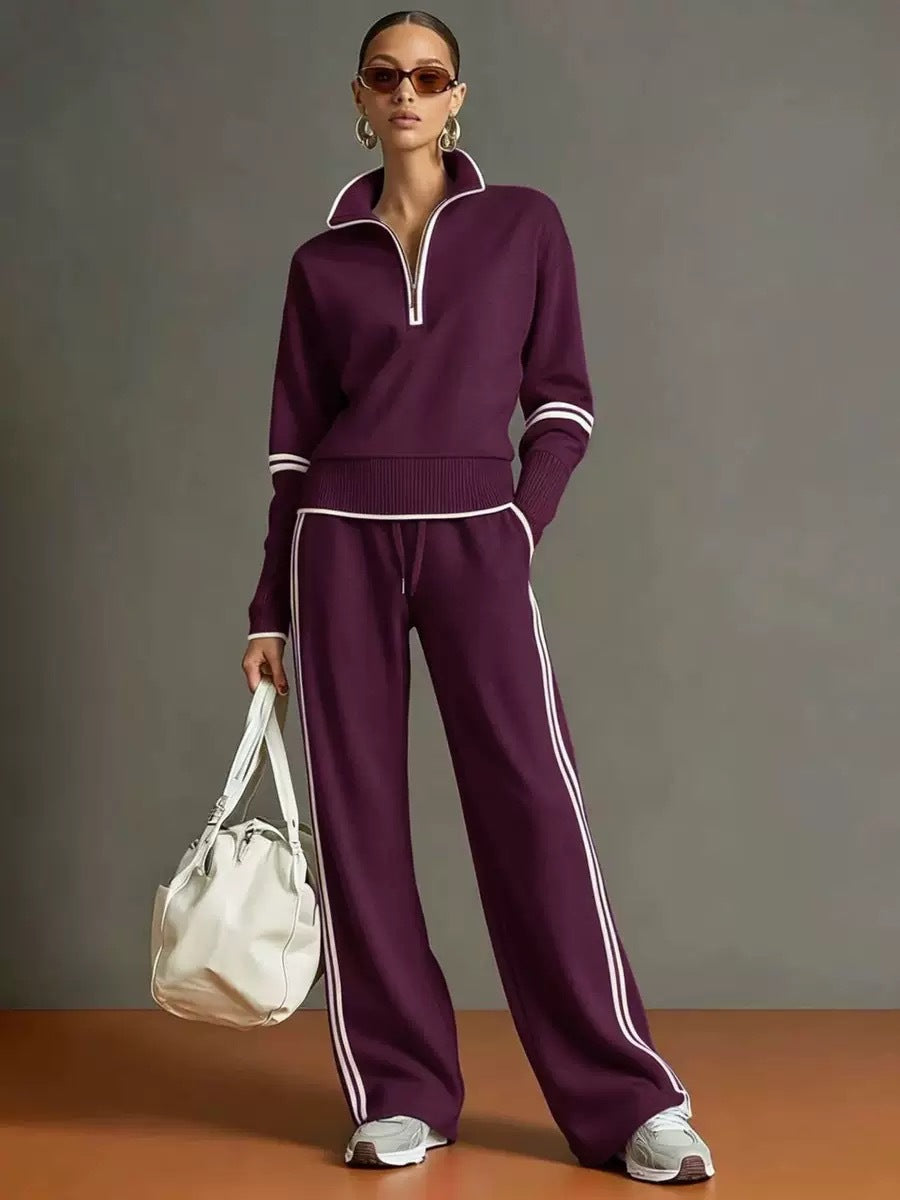 Rhona Half Zip Jumper and Wide Leg Trouser Set