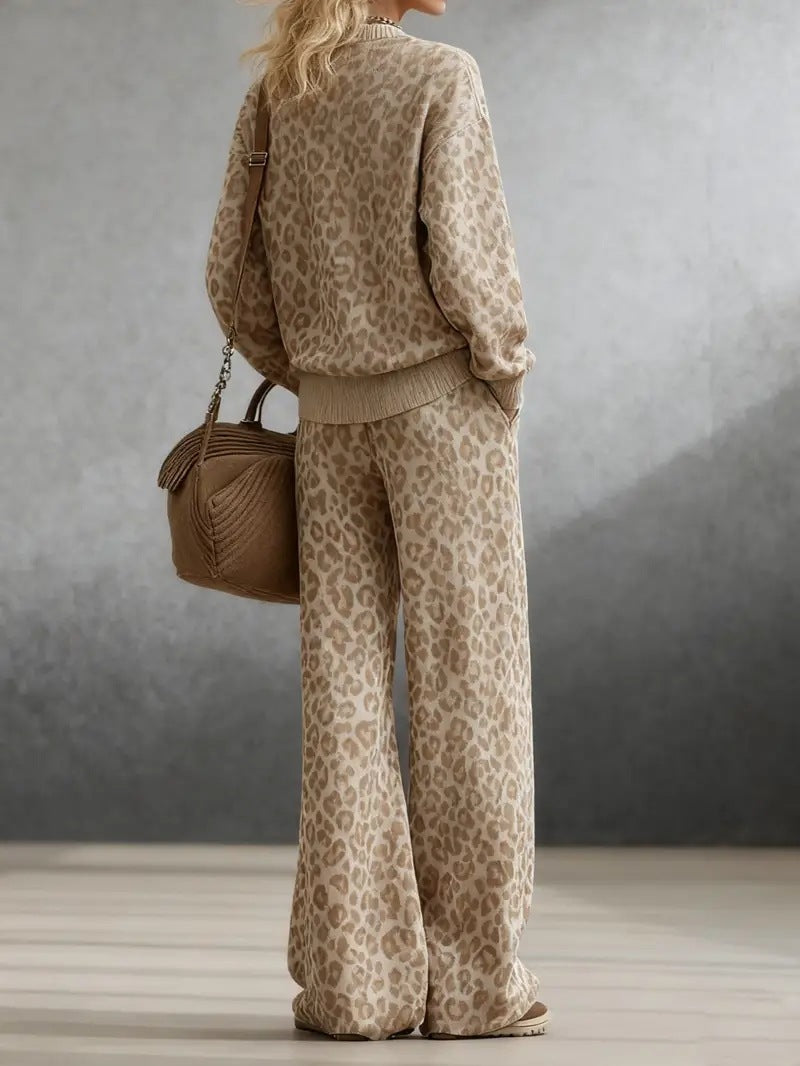 Hazel | Print Jumper and Wide-Leg Trouser Set