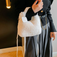 Debbie Faux Fur Shoulder Bag with Top Handle