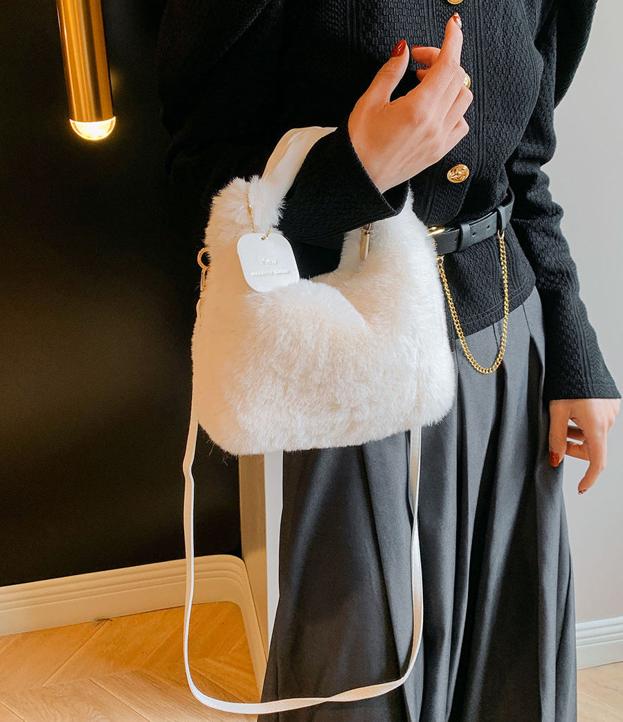 Debbie Faux Fur Shoulder Bag with Top Handle