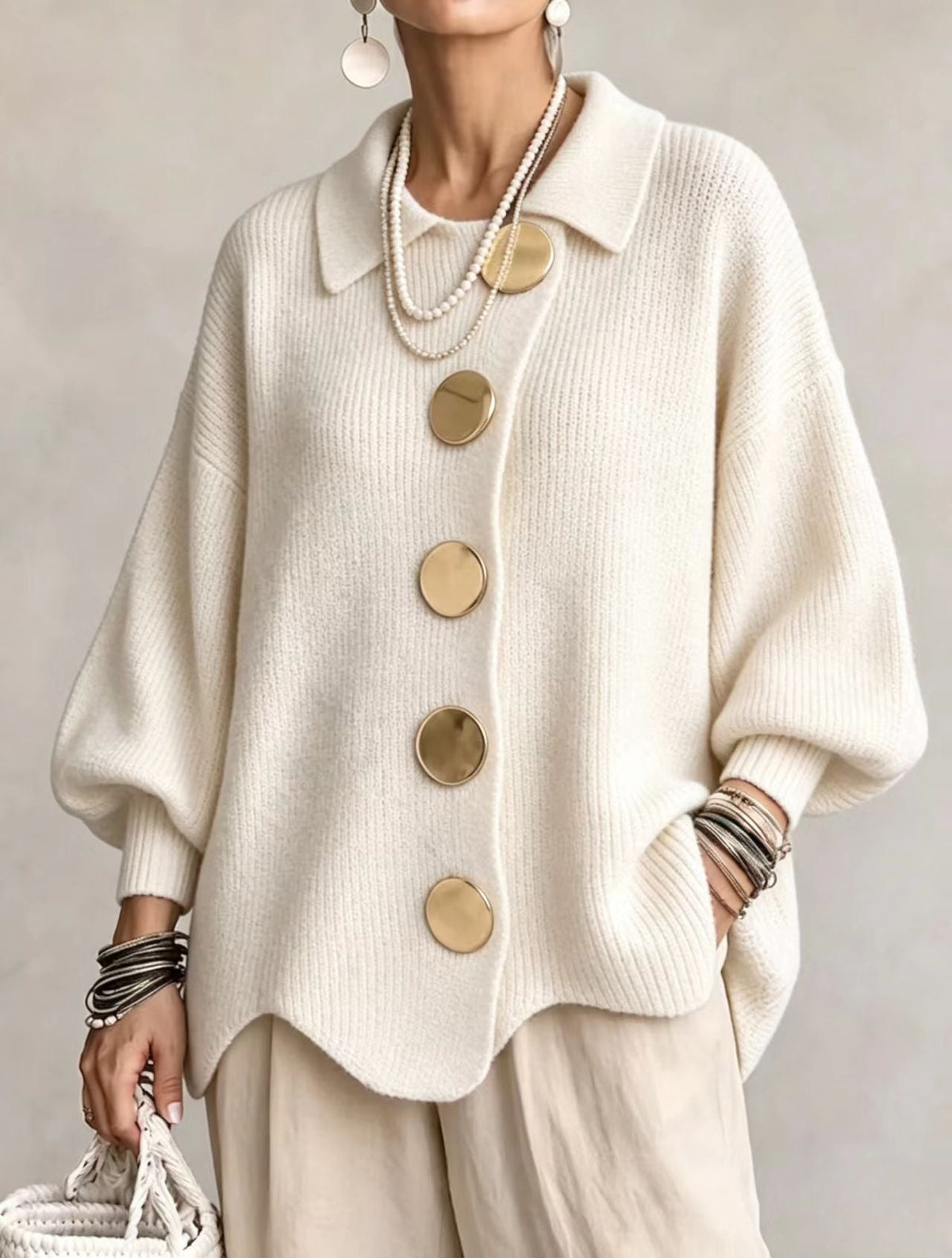 Eleanor™ | Graceful Statement Button Knit