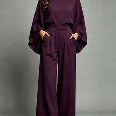 Miriam | High Neck Cape Sleeve Wide-Leg Set
