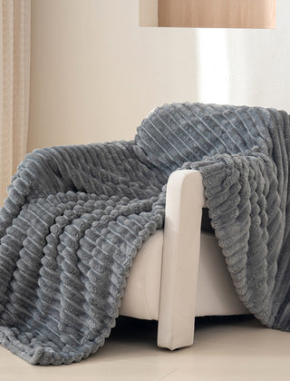 Tracy Ribbed Fleece Throw Blanket